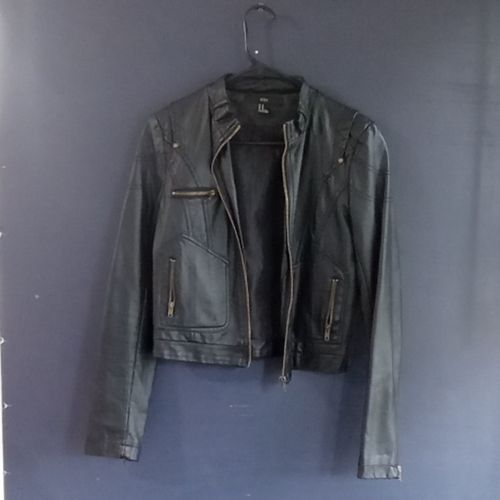 GUC XXI polyester polyurethane viscose black jacket cropped jacket size …